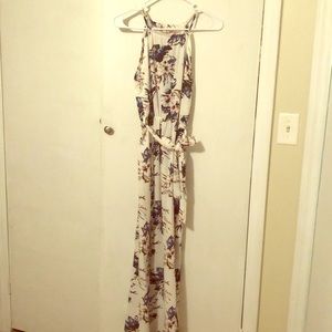 High neck lined maxi with double side slits